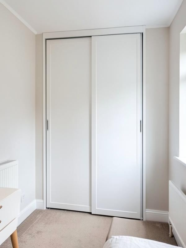 Sliding wardrobe doors fitted in a South Wales bedroom